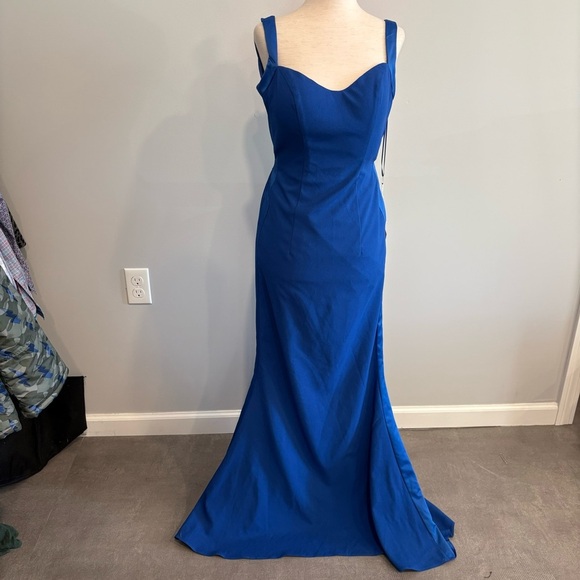 Paparazzi Elegant Royal Blue Satin Long Evening Gown Dress Size‎ 1/2 - Picture 1 of 9